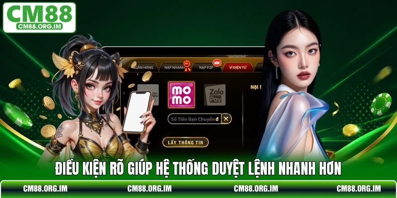 Điều kiện rõ giúp hệ thống duyệt lệnh nhanh hơn